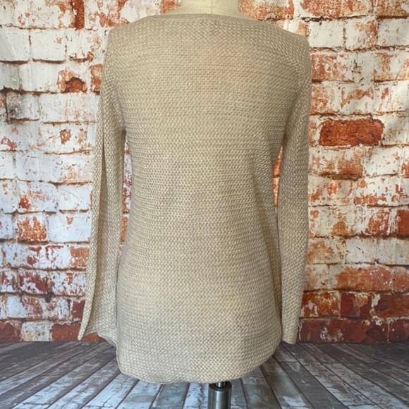 Joie Tan Linen Blend Woven Lightweight Sweater Asymmetrical Hem Small - Picture 3 of 10